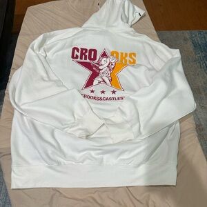 Crooks & Castles White Hoodie with Maroon and Gold Star Graphic